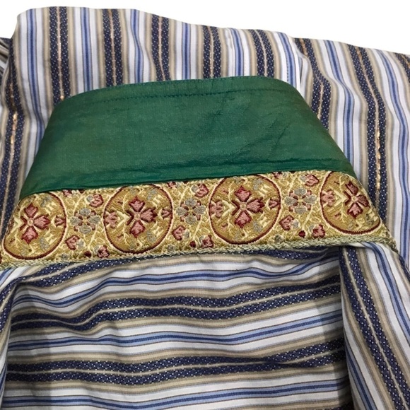 Robert Graham Men's Medium Striped Cotton/Silk Flip Cuff Shirt Embroidered - Picture 13 of 15